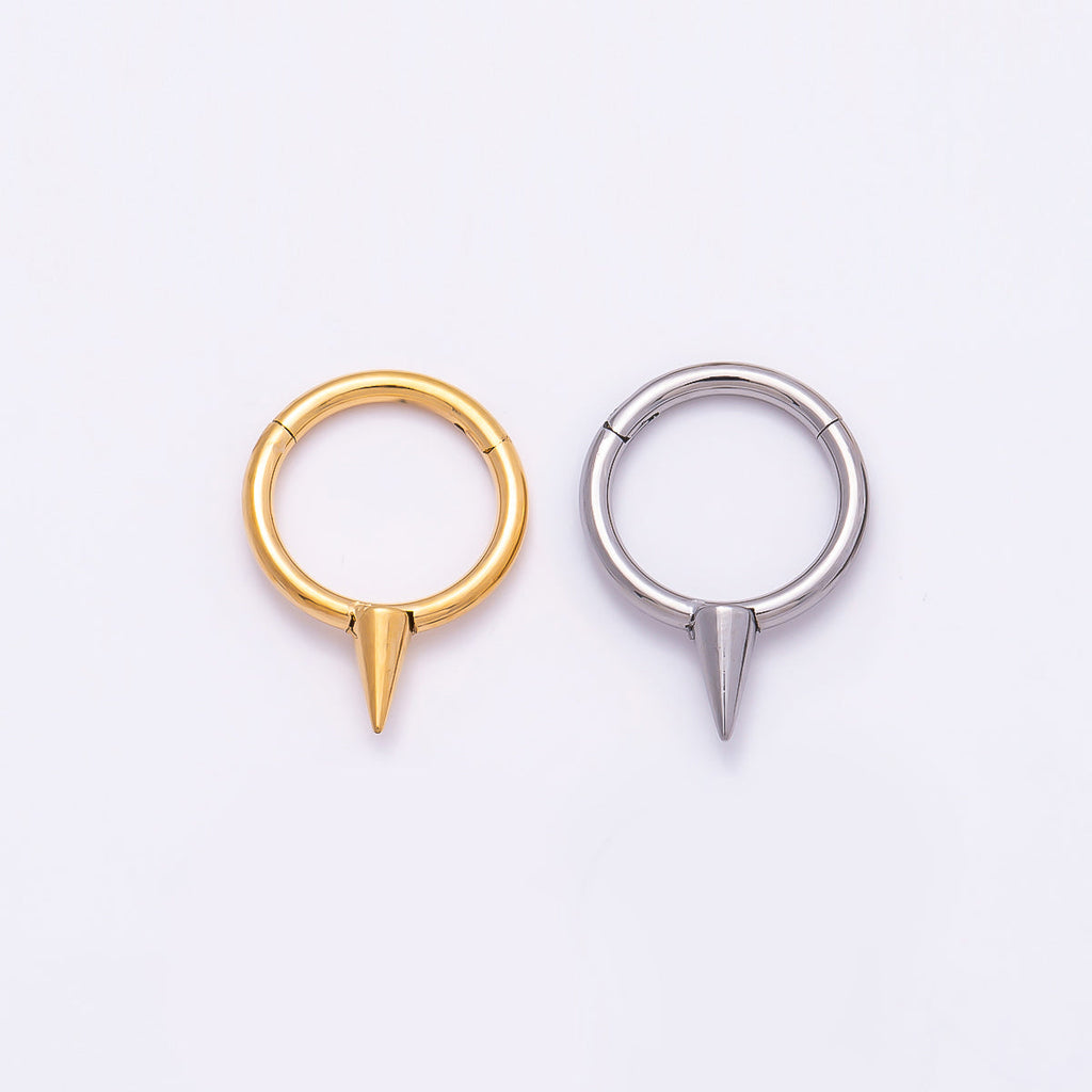 Titanium 14mm Spiked Minimalist Single Septum Cartilage Piercing Clicker in Gold & Silver | Findings-00303 Findings-00304
