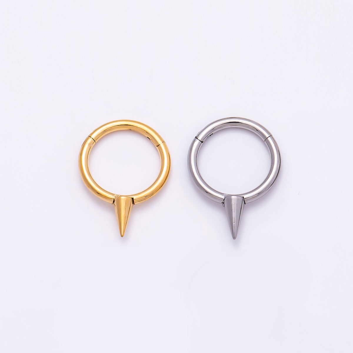 Titanium 14mm Spiked Minimalist Single Septum Cartilage Piercing Clicker in Gold & Silver | Findings-00303 Findings-00304