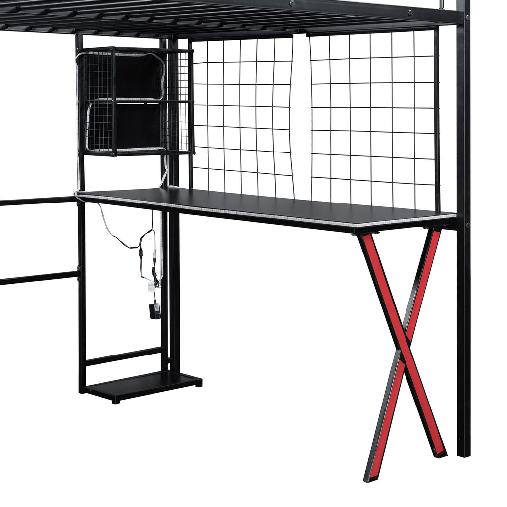 Loft Bed with Built-In Work Station, Wardrobe & Storage Staircase – White or Black
