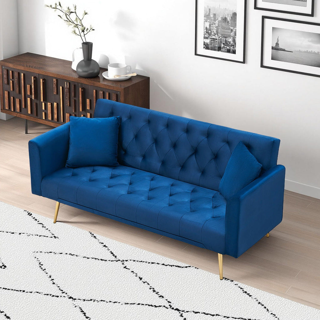 Convertible Fabric Futon Sofa Bed with Adjustable Positions - Multiple Colors