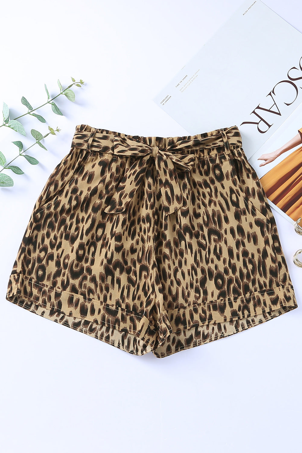 Leopard Print High-Waist Shorts