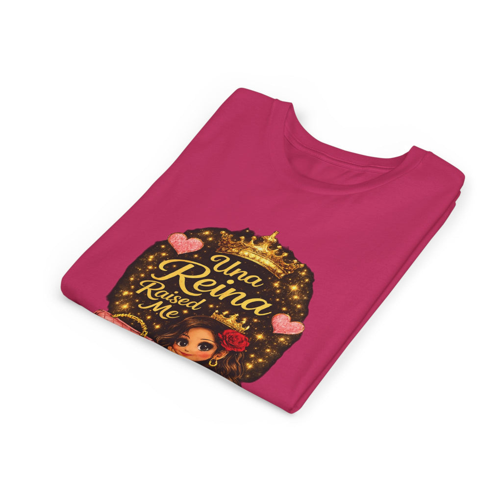 Youth Tee - "Una Reina Raised Me" Cute Princess Graphic Kids Shirt