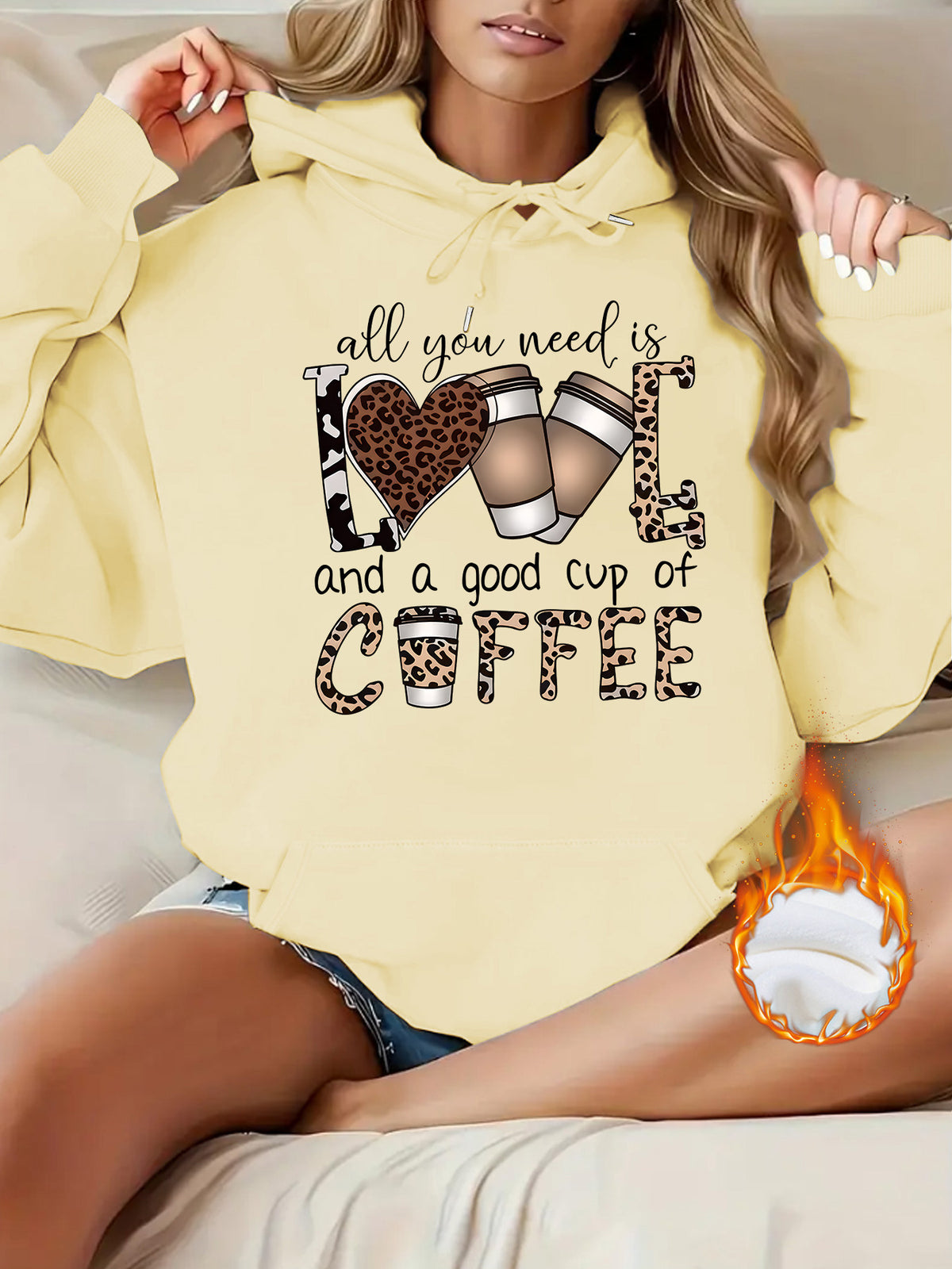 Leopard print hooded sweatshirt