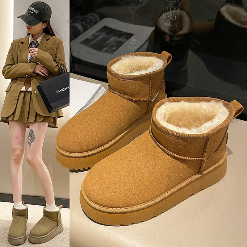 Fur-Lined Platform Ankle Boots