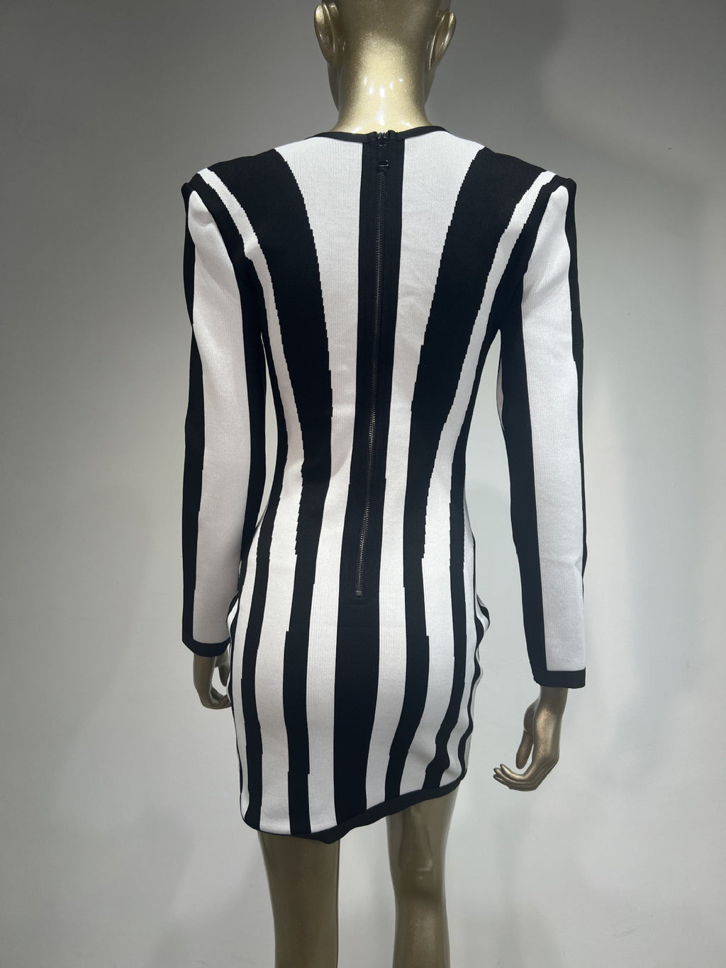 Black & White Striped Bandage Mini Dress