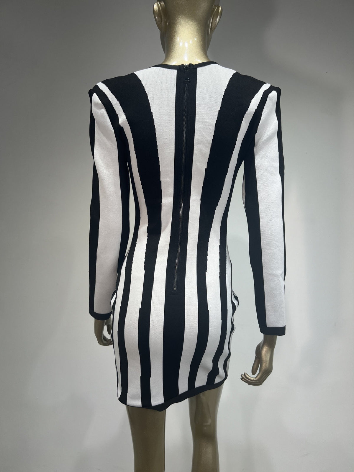 Black & White Striped Bandage Mini Dress