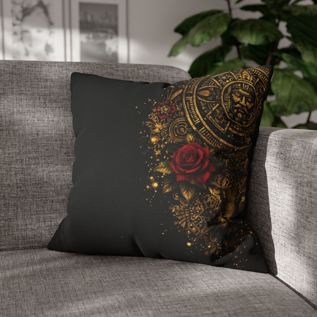 Reina Azteca Pillowcase — Rose Decorative Throw Pillow