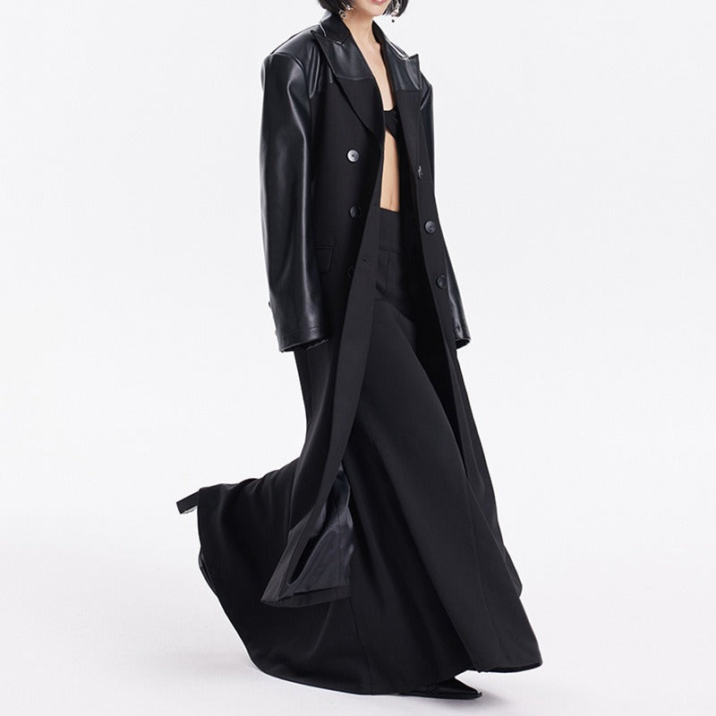 PU-Trim Lapel Jacket