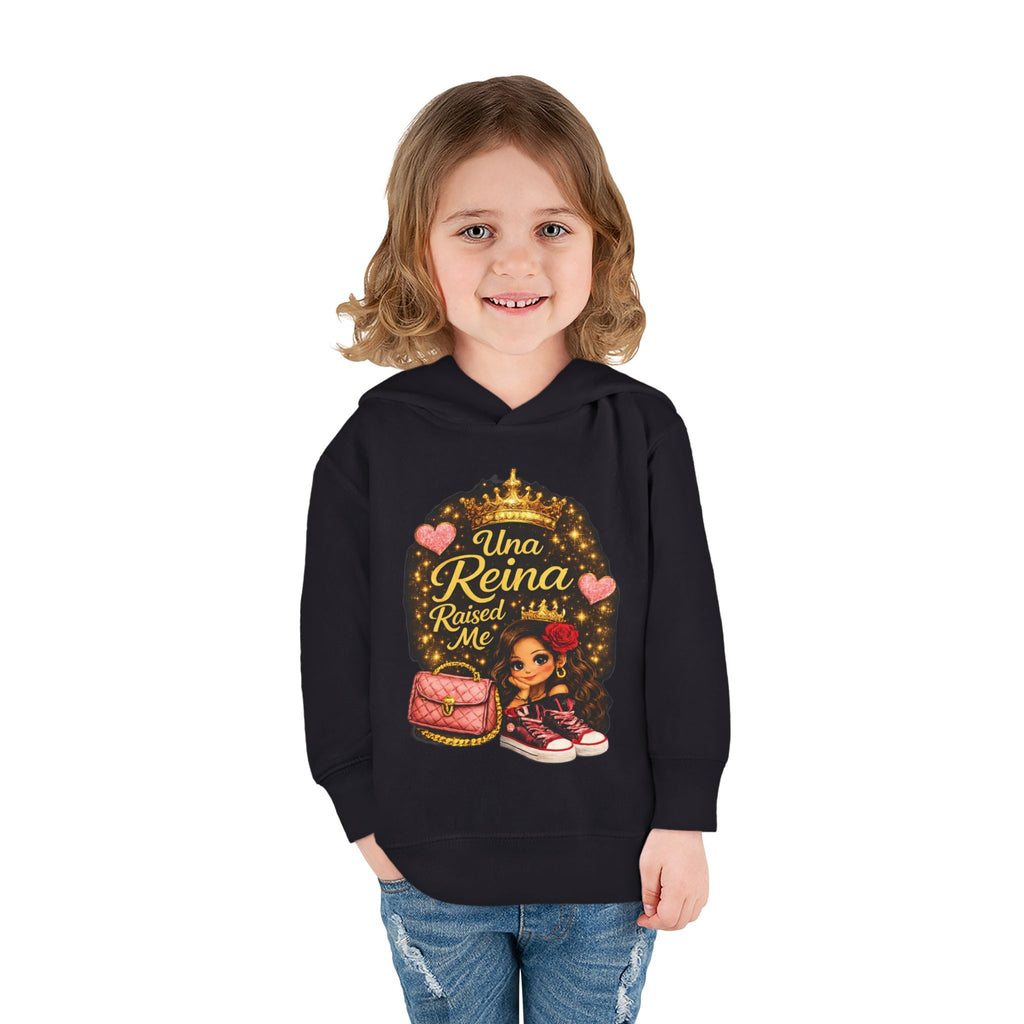 Toddler Hoodie — "Una Reina Raised Me" Cute Princess Pullover for Little Girls