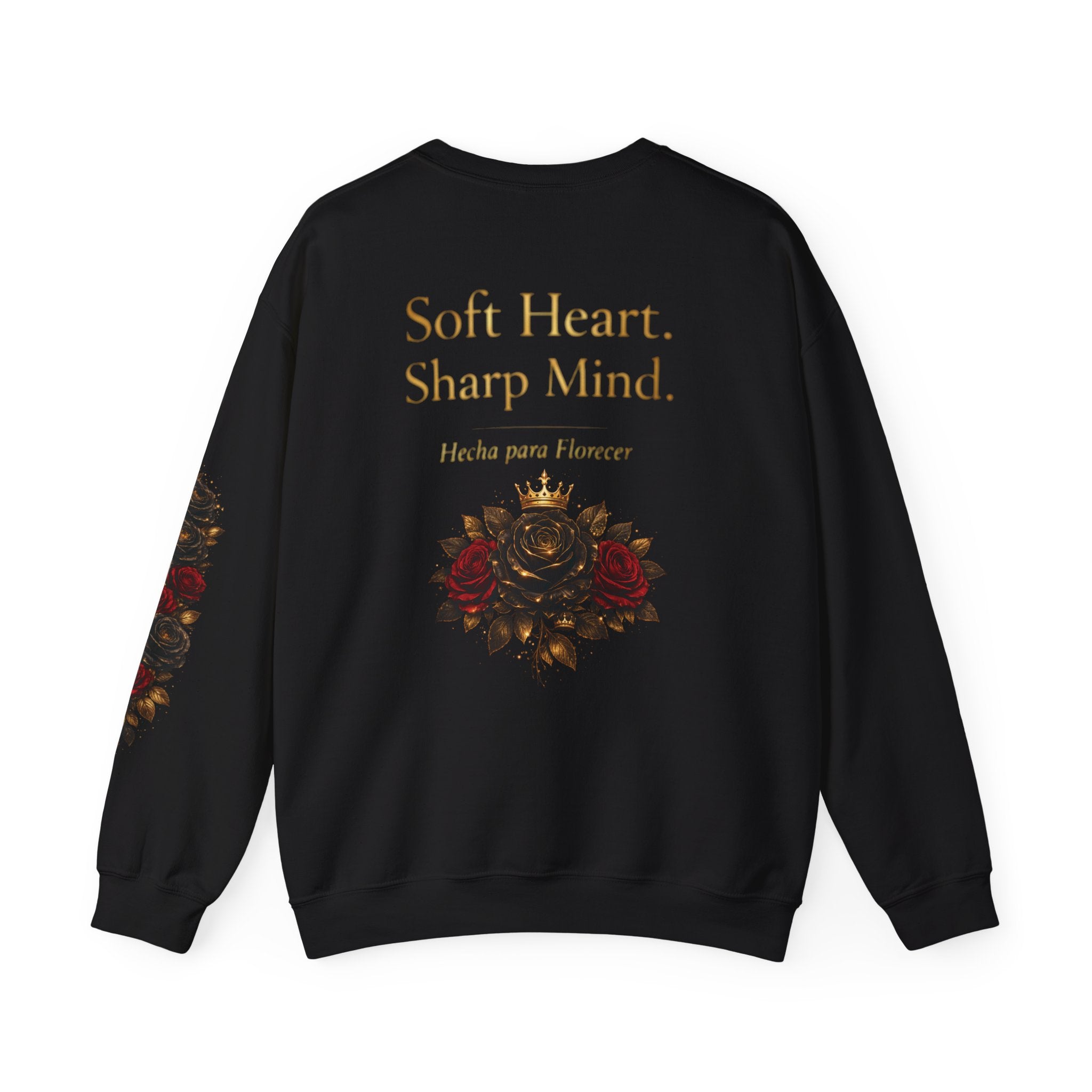 “Soft Heart. Sharp Mind.” Floral Crest Crewneck