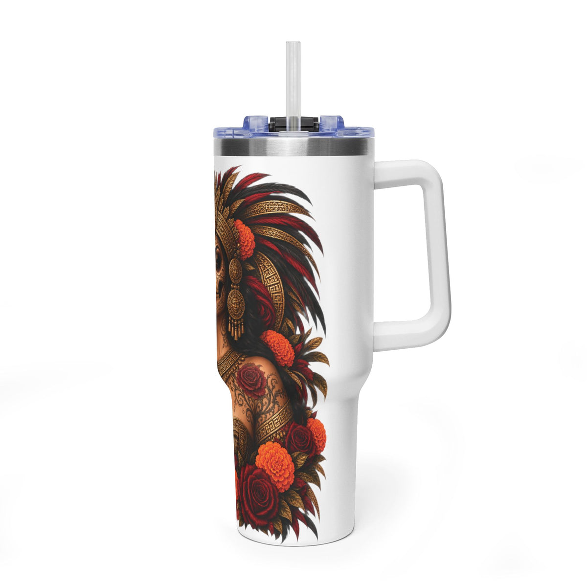 Reina Azteca: Entre Rosas y Cempasúchil | Vacuum Thermal Tumbler, 40oz