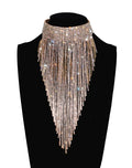 Rhinestone Tassel Statement Necklace