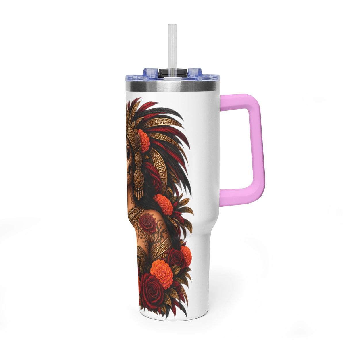 Reina Azteca: Entre Rosas y Cempasúchil | Vacuum Thermal Tumbler, 40oz