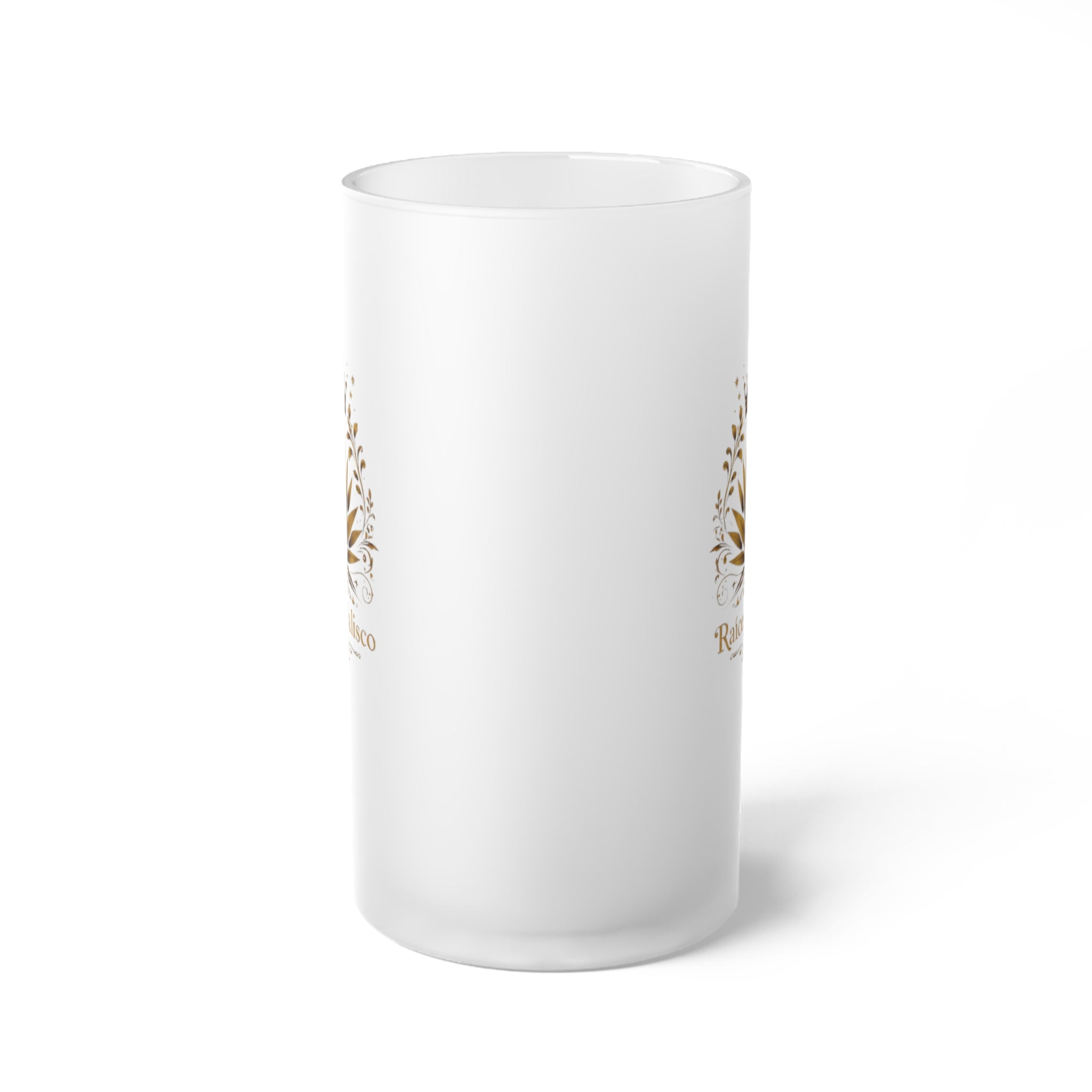 Frosted Beer Mug – 'Raíces de Jalisco' Agave Crest Frosted Glass Stein