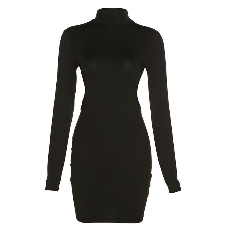 Backless High-Neck Bodycon Mini Dress