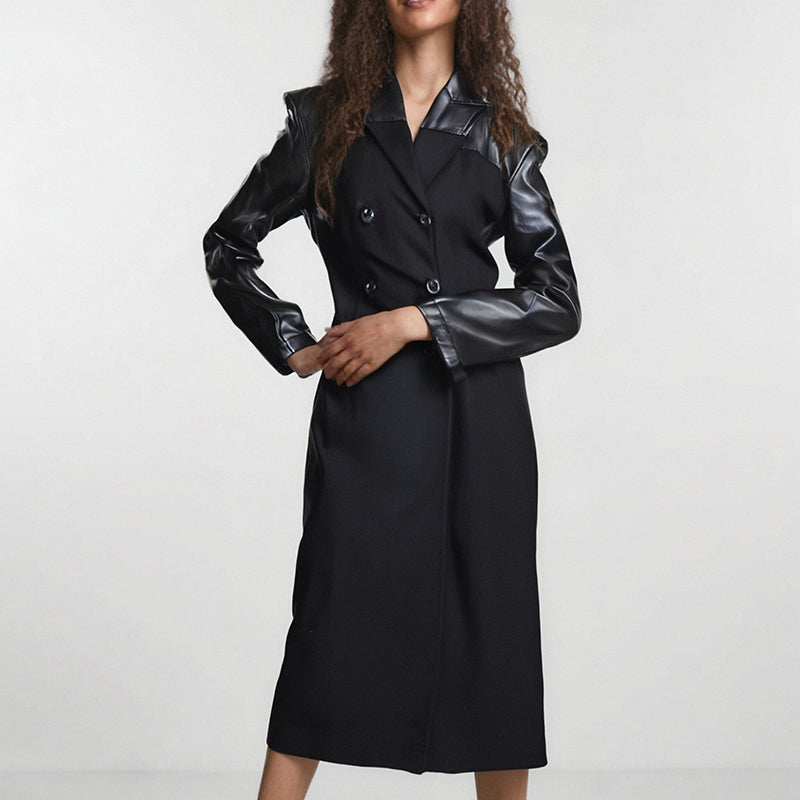 PU-Trim Lapel Jacket