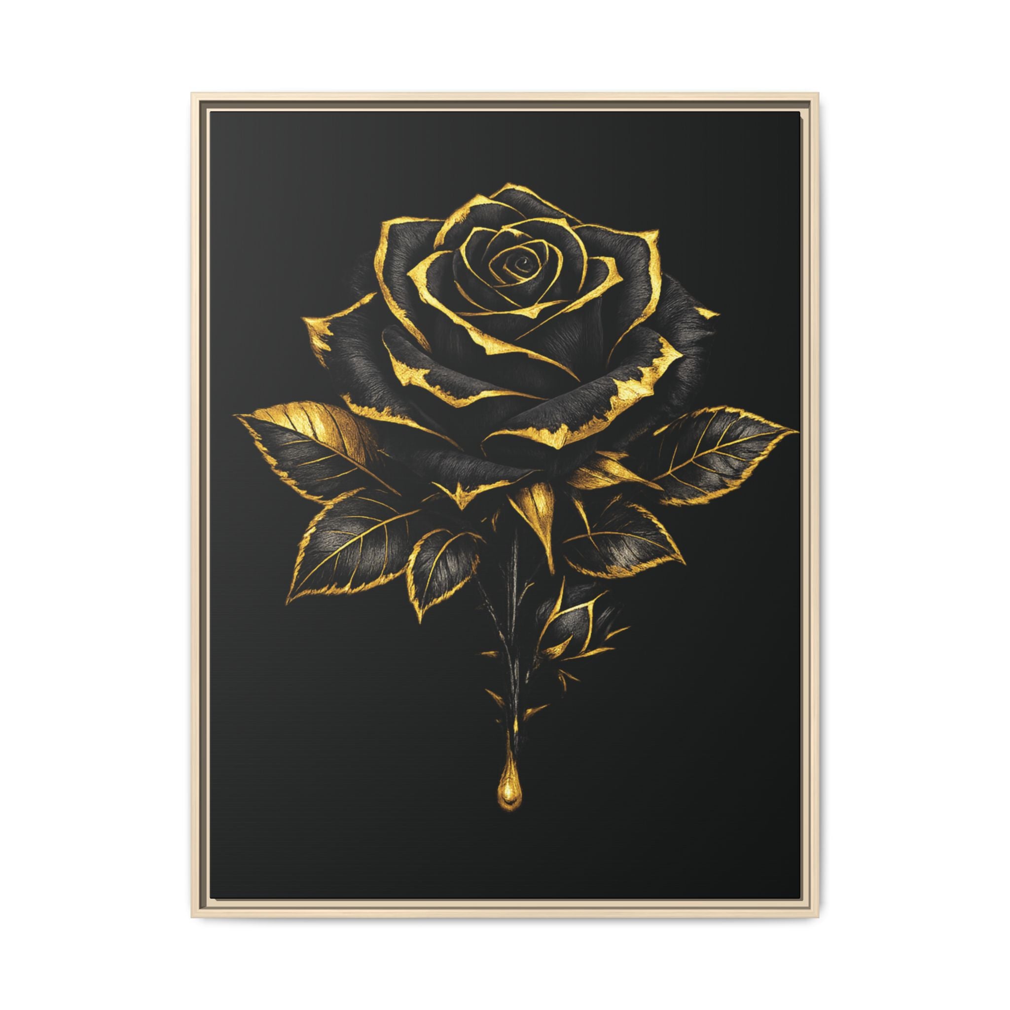 “Bloom Into Power – Gold Rose Canvas” Matte Canvas Wall Art