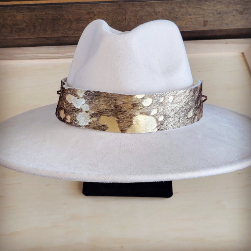 Wide Hair Hide Mixed Metallic Hat Band Only 954e