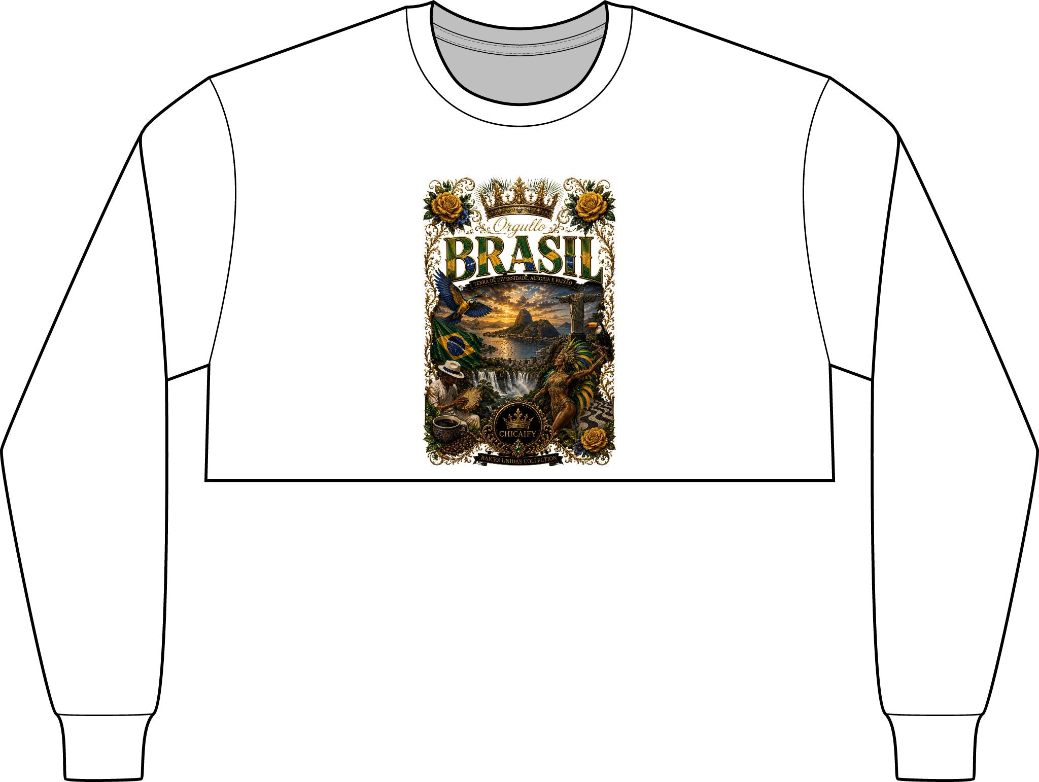 Brasil | Raices Unidas Women's FWD Fashion Crop Long Sleeve Tee