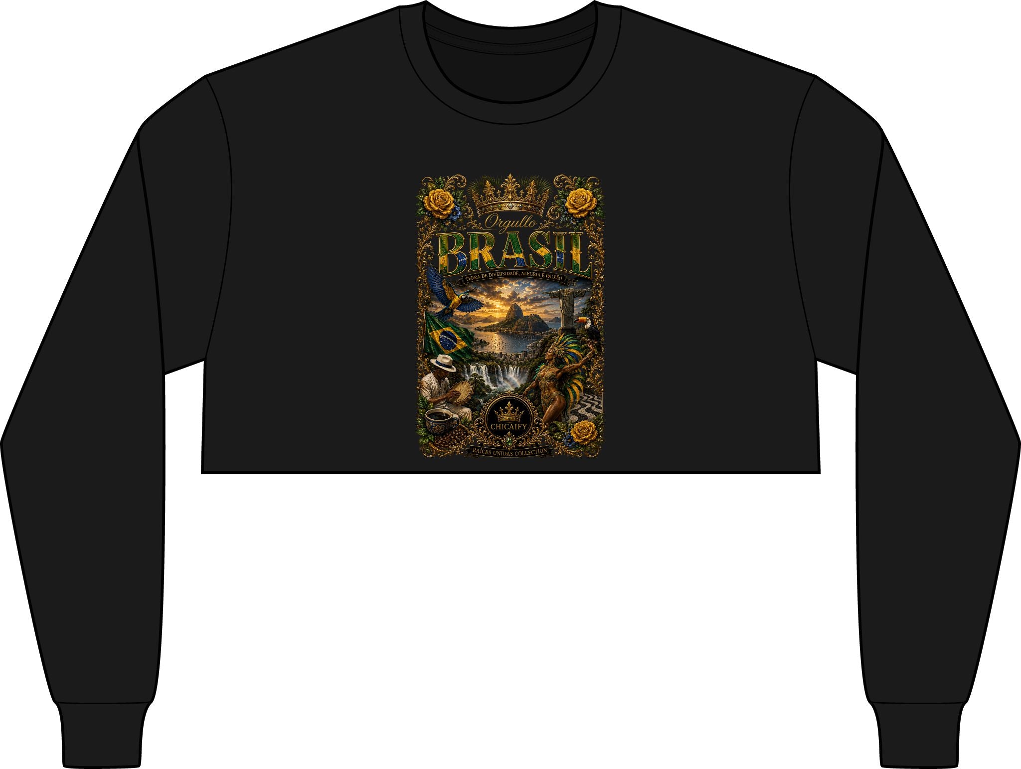 Brasil | Raices Unidas Women's FWD Fashion Crop Long Sleeve Tee