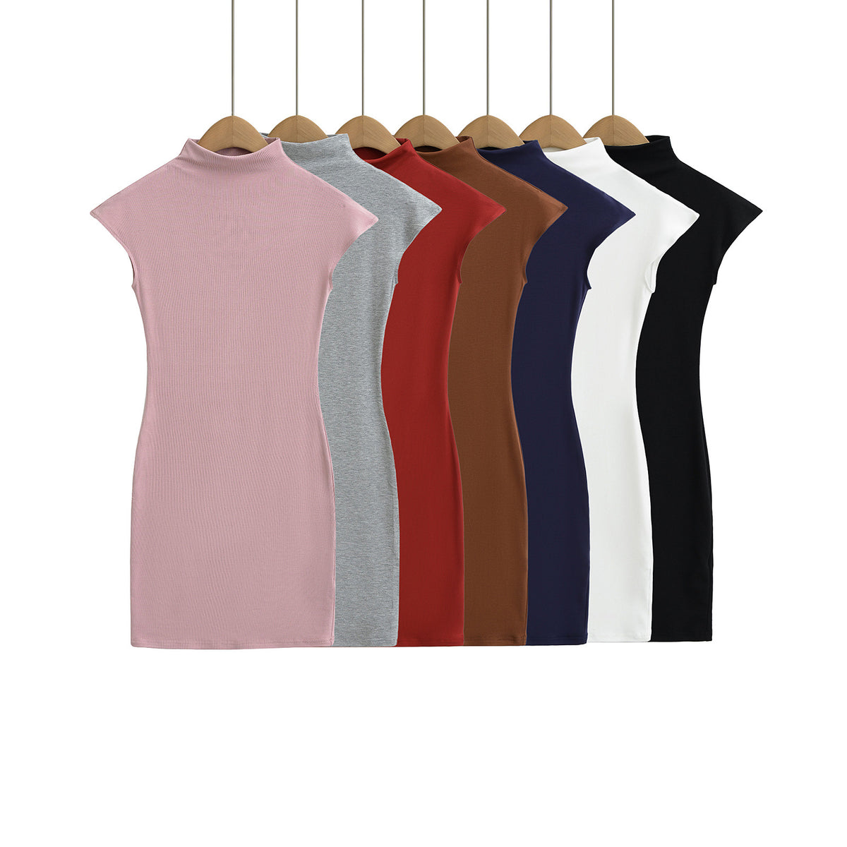 Elastic Fitted Short Sleeve Bodycon Mini Dress