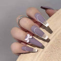 Purple French Bow Press-On Nails