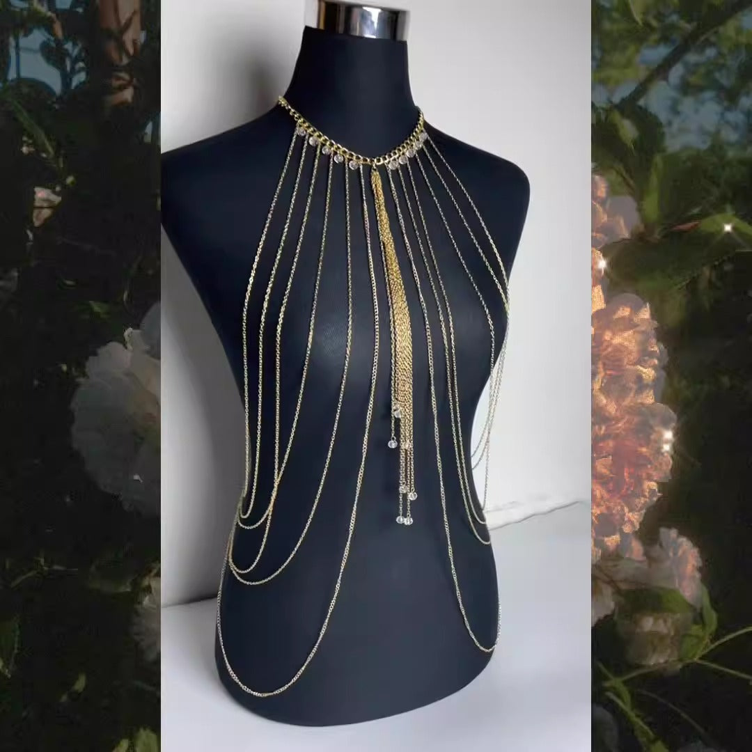 Crystal Tassel Body Necklace