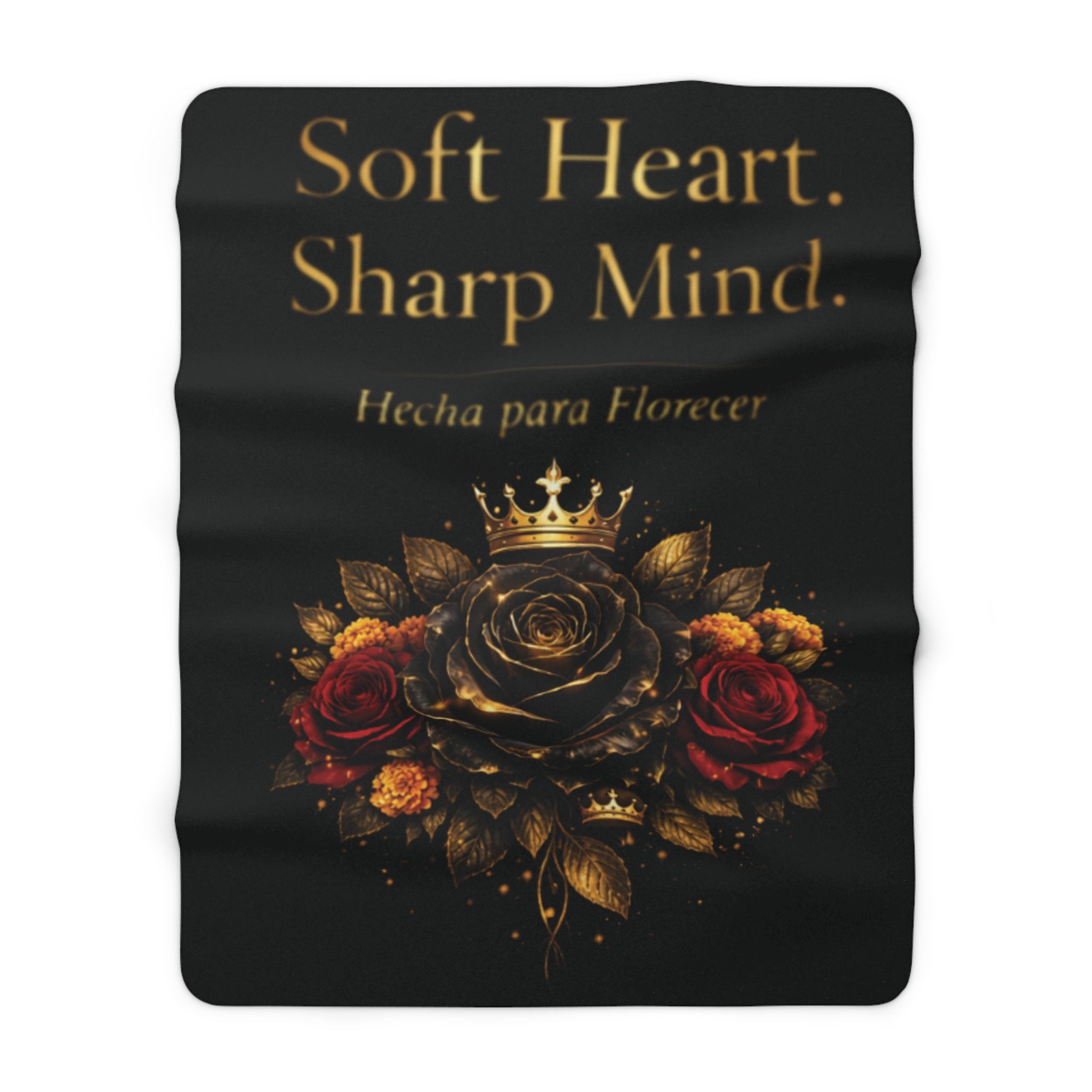 Soft Heart Sharp Mind Sherpa Blanket – Crown & Rose Luxe Throw (Hecha para Florecer)