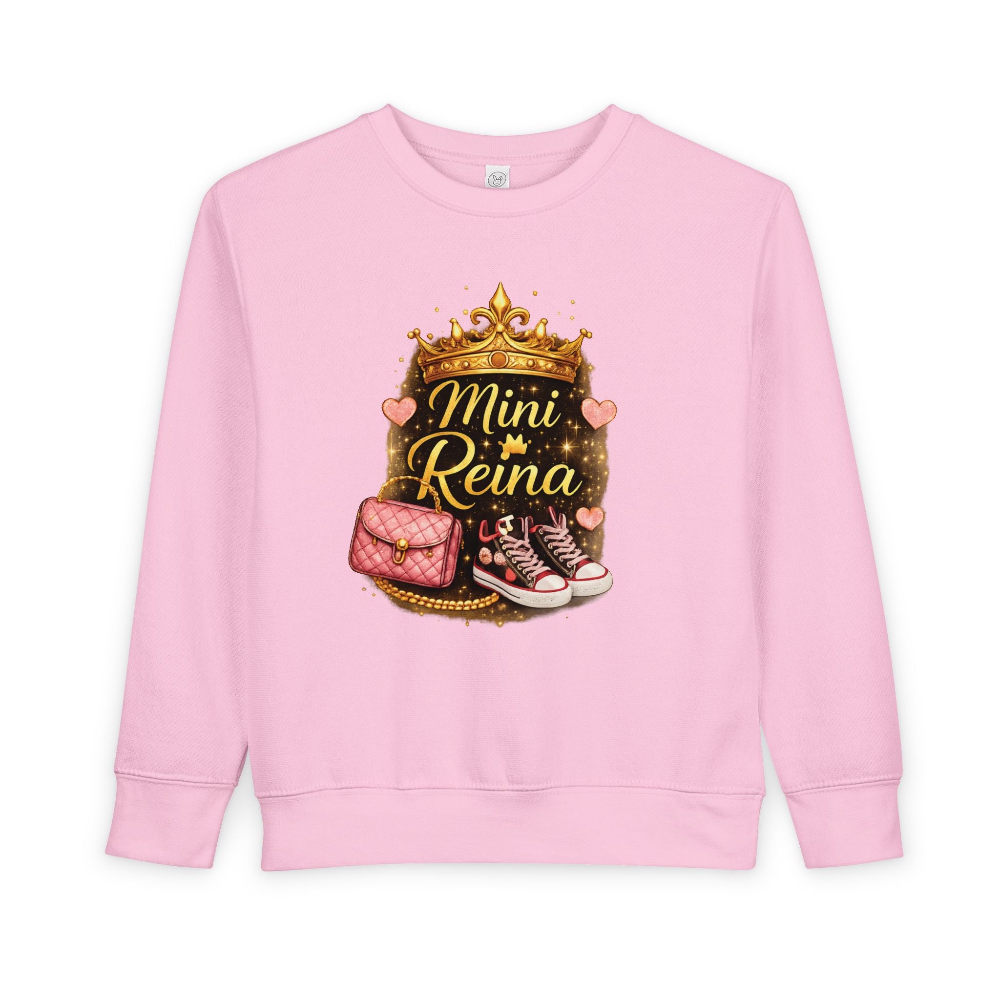 Mini Reina Toddler Sweatshirt — Cute Crown, Sneakers & Purse Kids Pullover