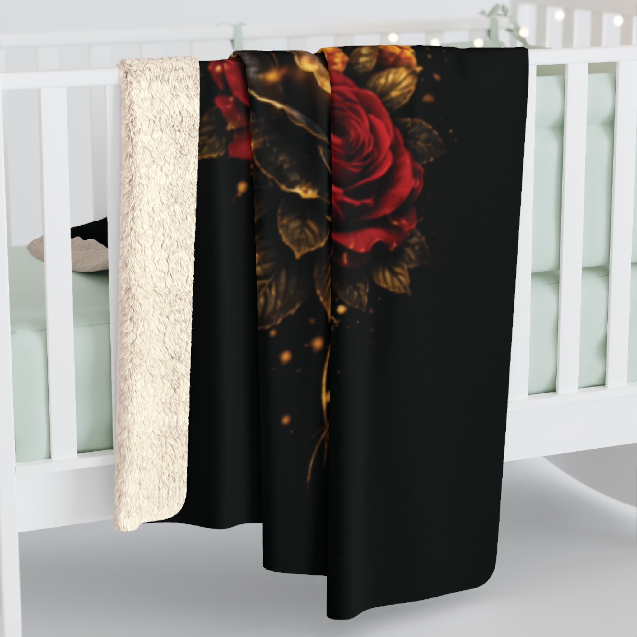 Queen Energy Sherpa Blanket — Luxurious Crown & Rose Fleece Throw