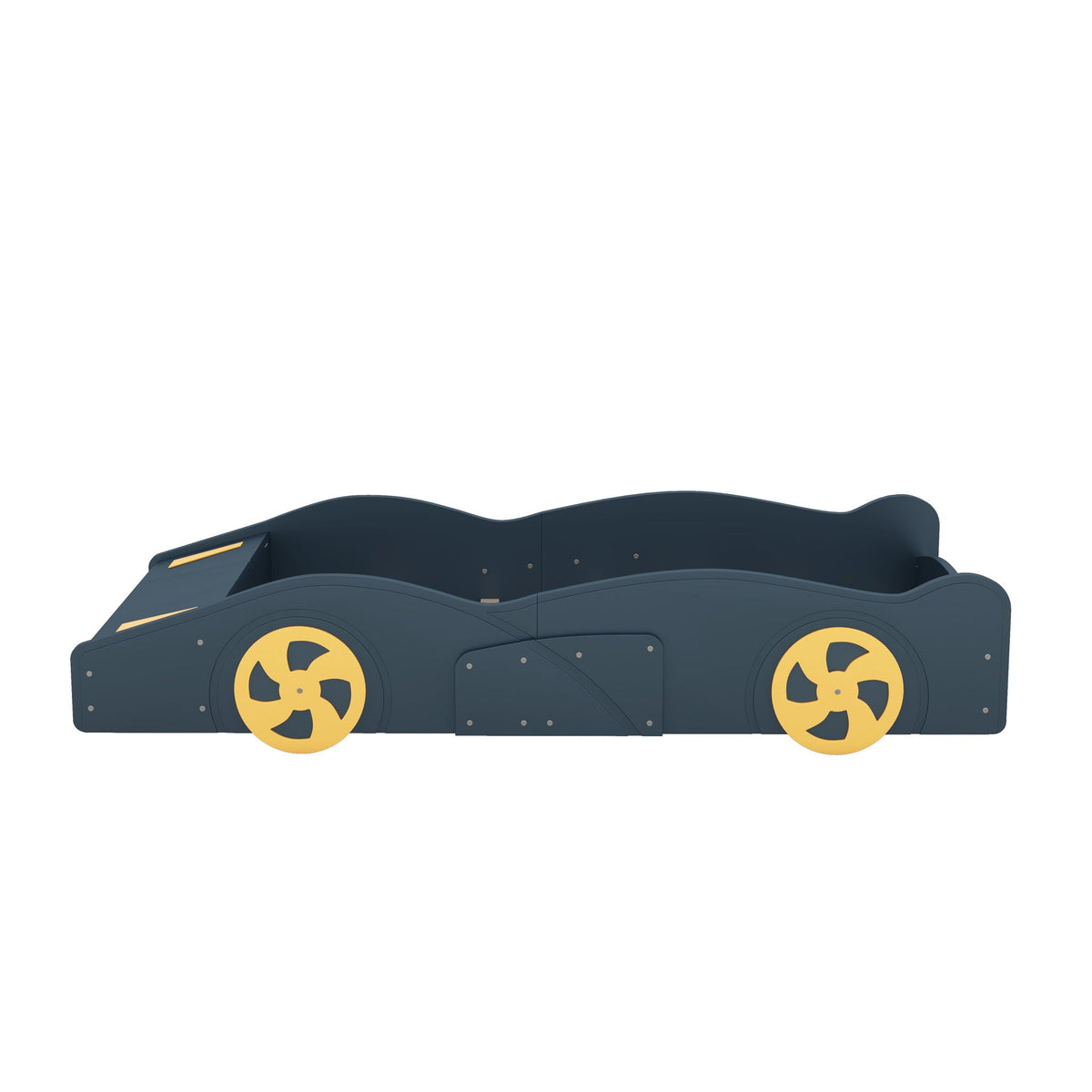 Race Car Platform Bed with Storage and Wheels - Black or Blue