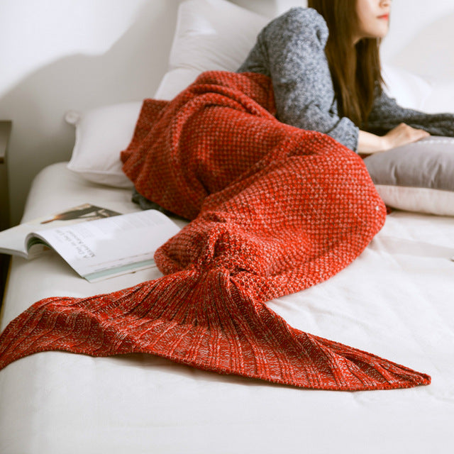 Knitted Mermaid Tail Blanket for Kids & Adults