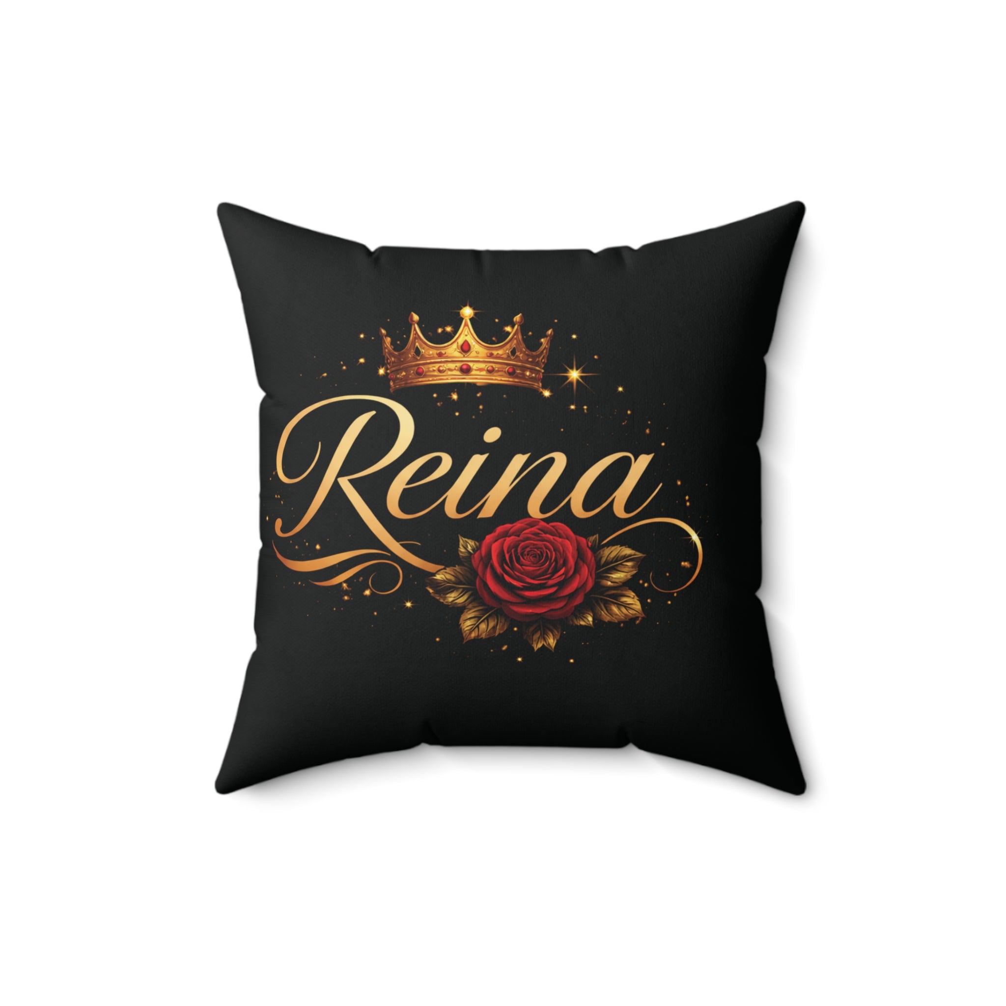 Reina Decorative Pillow — Crown & Rose Accent Throw Pillow