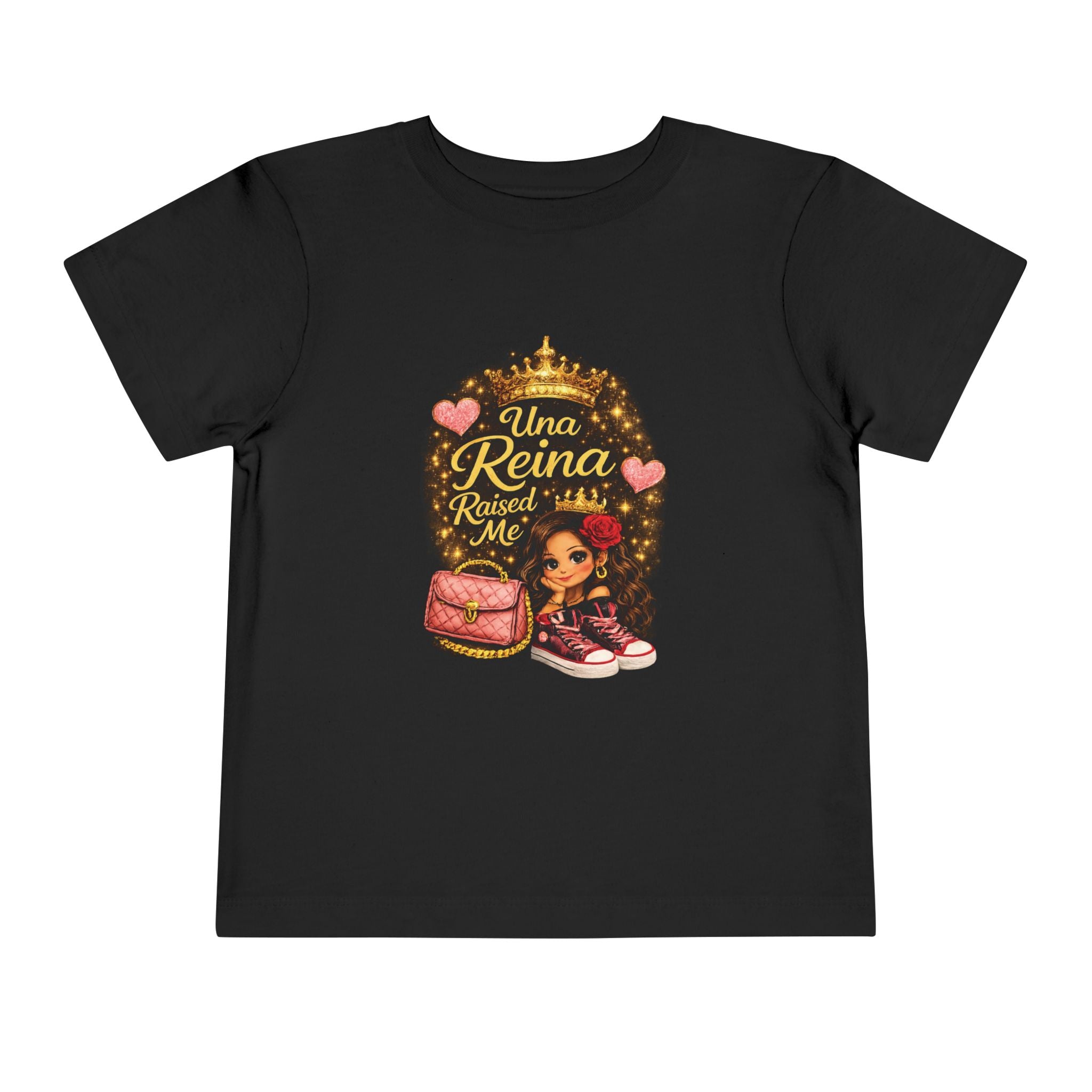 Toddler Tee — "Una Reina Raised Me" Cute Latina Princess Graphic