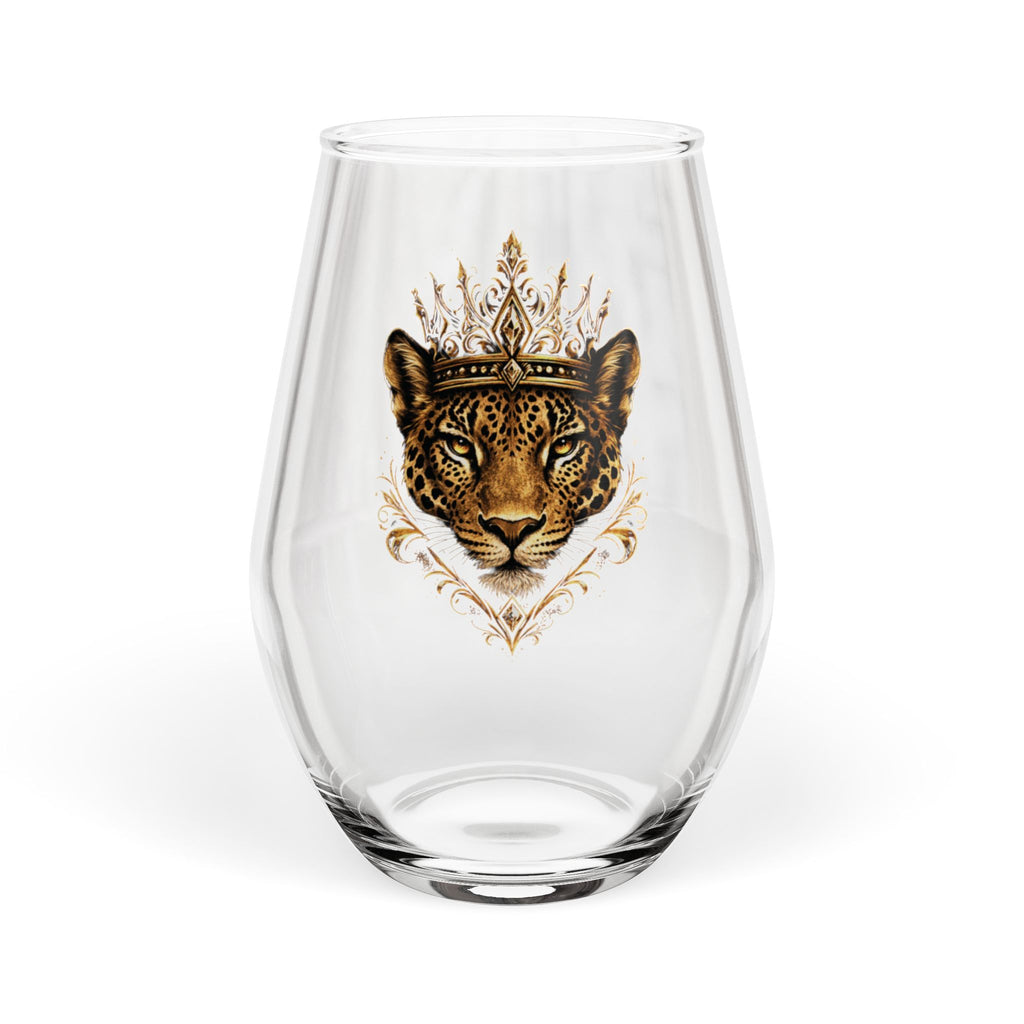 Jaguar Crown Stemless Wine Glass – Royal Animal Print 11.75oz