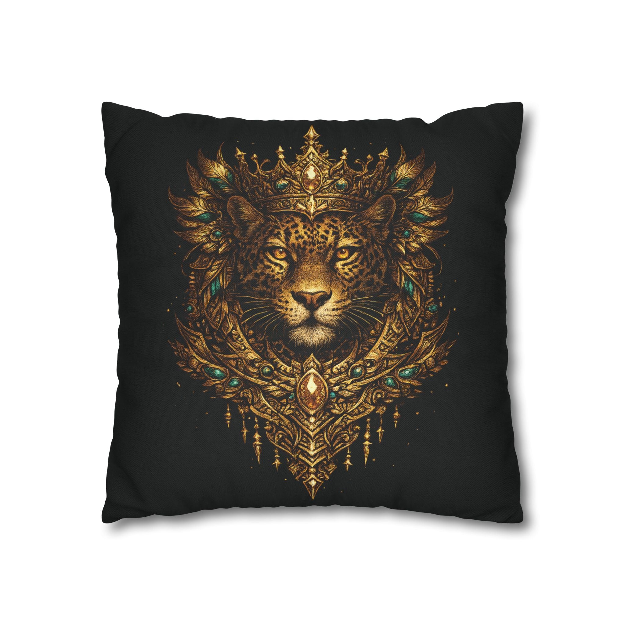 Golden Crowned Jaguar Decorative Pillow case