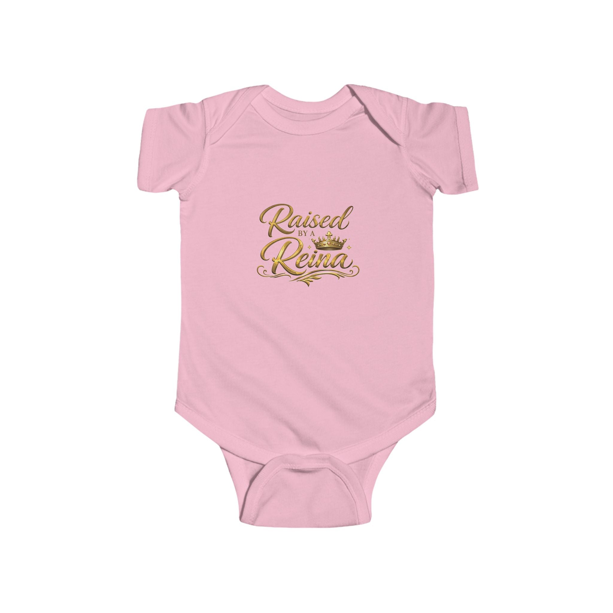 Infant Bodysuit "Raised by Reinas" Gold Script – Baby Girl Cultural Pride Onesie