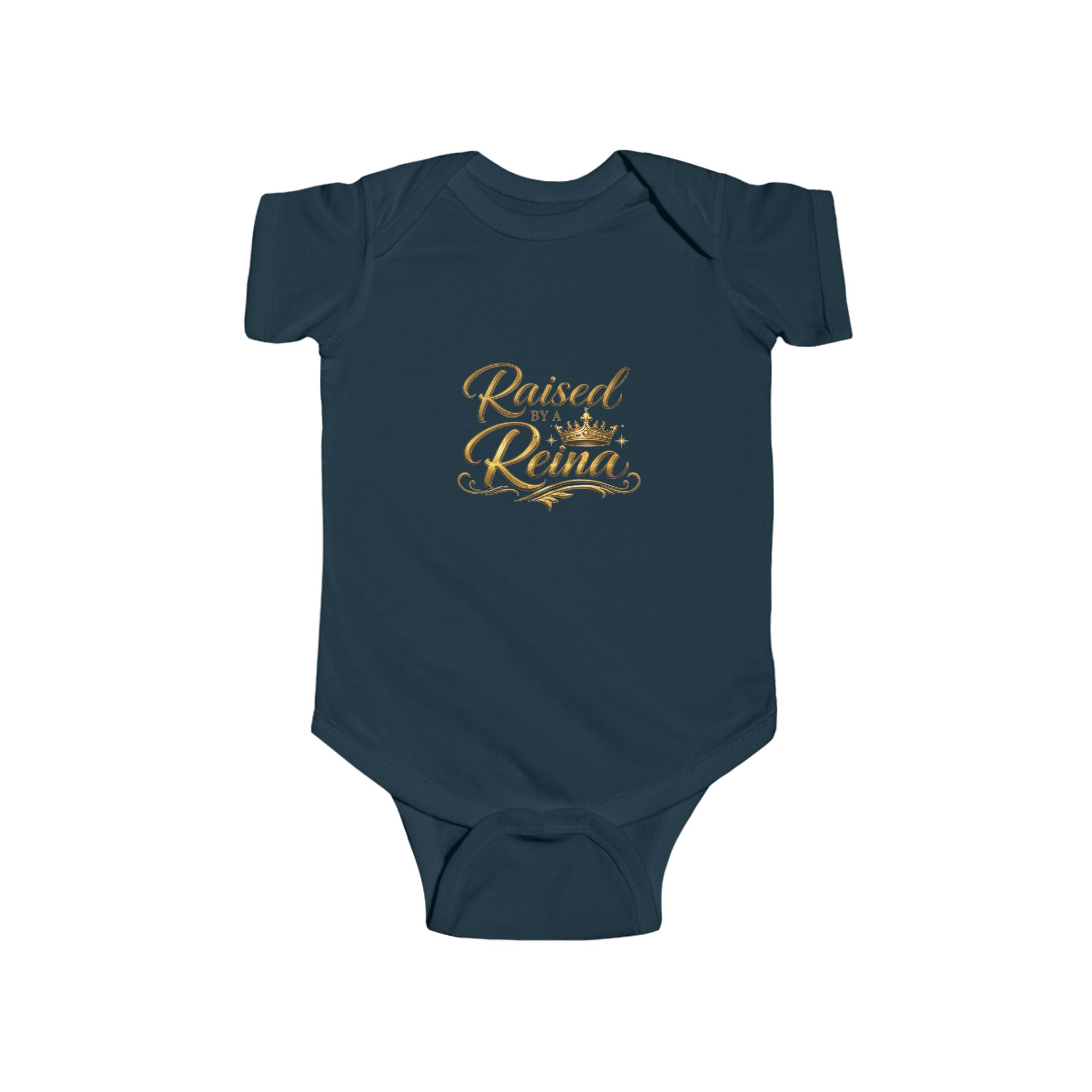 Infant Bodysuit "Raised by Reinas" Gold Script – Baby Girl Cultural Pride Onesie