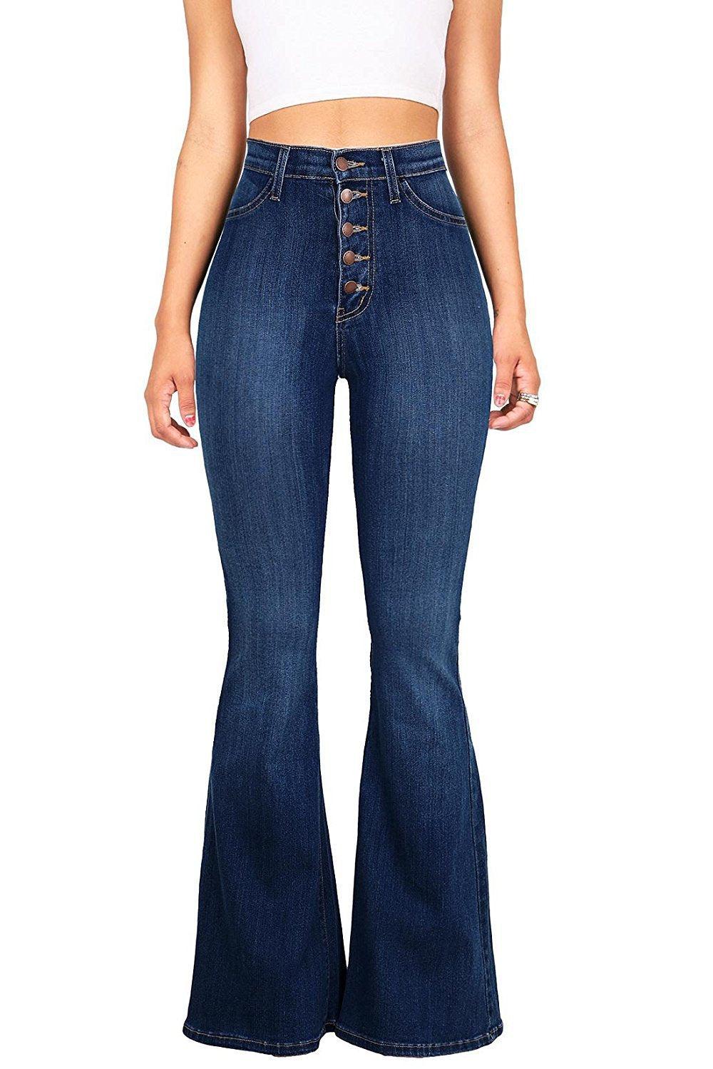 Factory Direct  High-Waisted Flared Jeans for Women, Slim Fit, Butt-Lifting, Casual Denim Pants