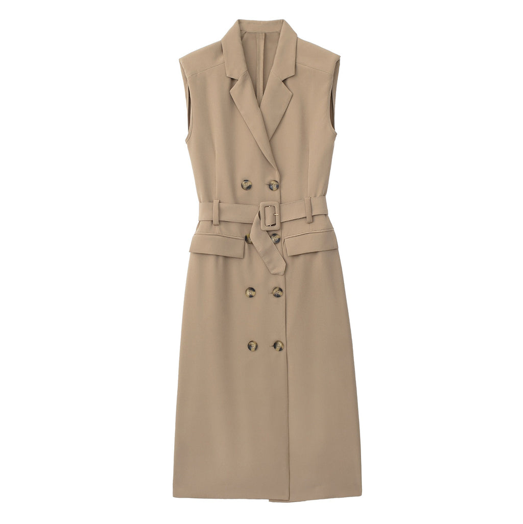 Belted Double-Breasted Trench Dress