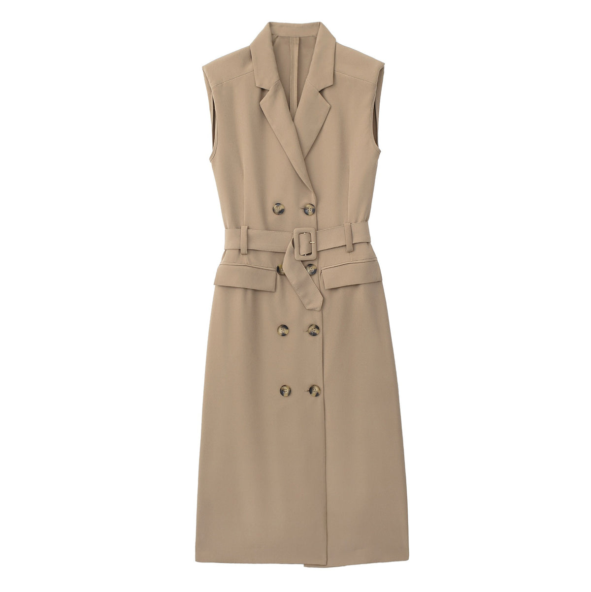 Belted Double-Breasted Trench Dress
