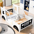 Twin Size Classic Car-Shaped Platform Bed with Wheels White