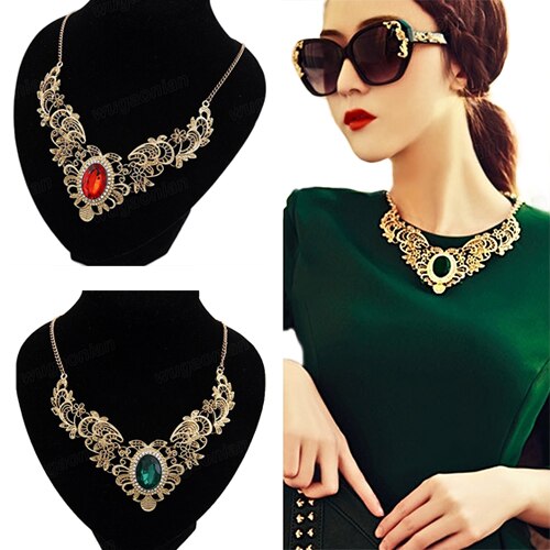 Rhinestone Floral Statement Necklace
