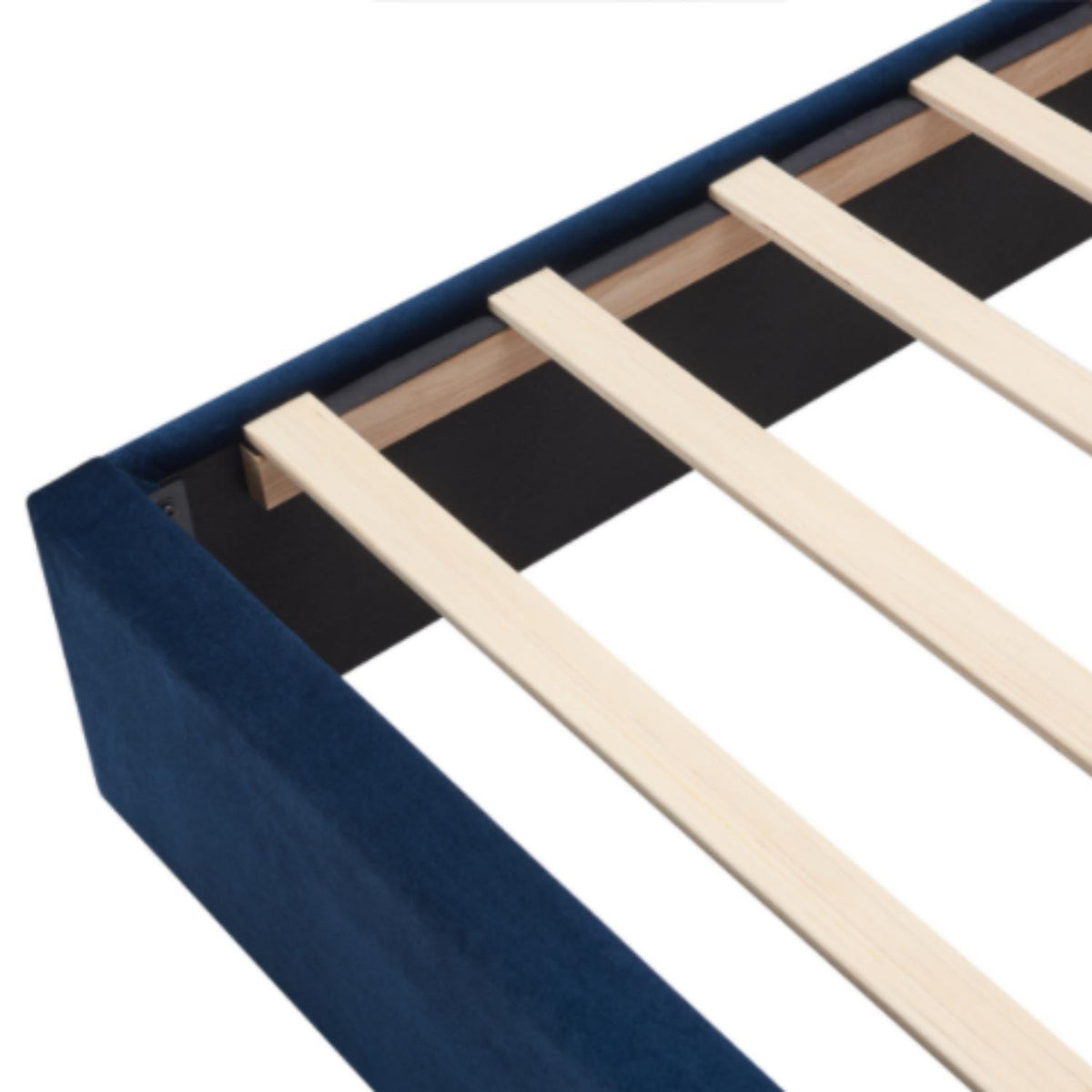 Upholstered Bed with Vertical Channel Tufted Wingback Headboard - Blue or Red