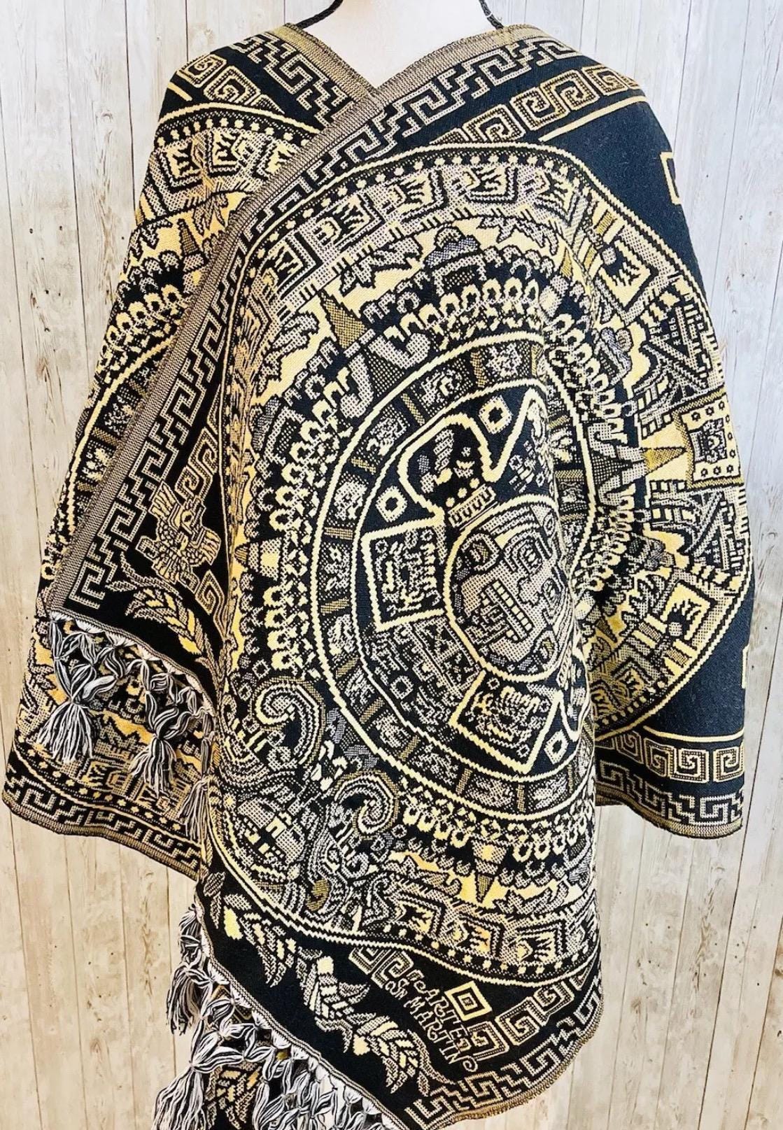 Aztec Calendar Rebozo — Mexican Artisan Shawl Wrap