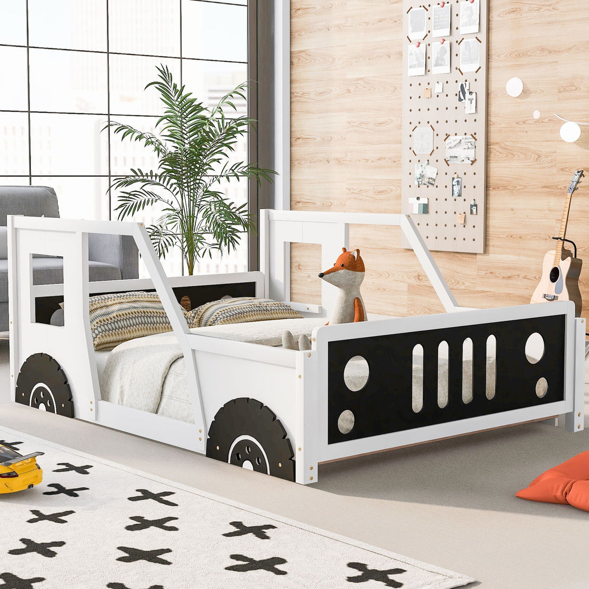 Classic Car Shaped Platform Bed with Wheels - Twin or Full Size