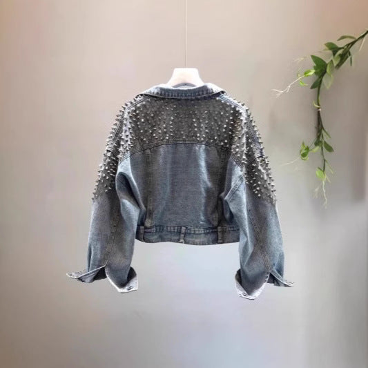Washed Cropped Batwing Denim Jacket