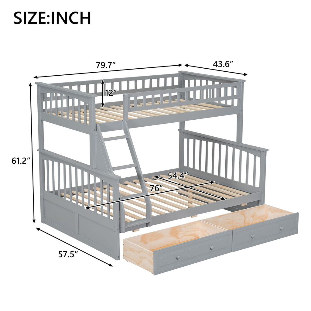 Convertible Storage Bunk Bed with Drawers - Twin Over Full