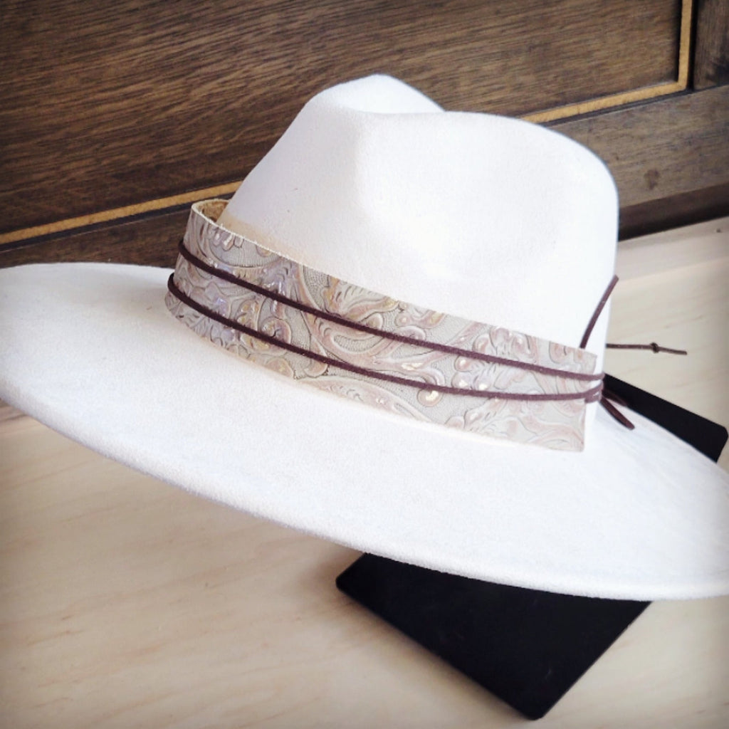 Wide Genuine Leather Gilded Cowboy Hat Band Only 954b