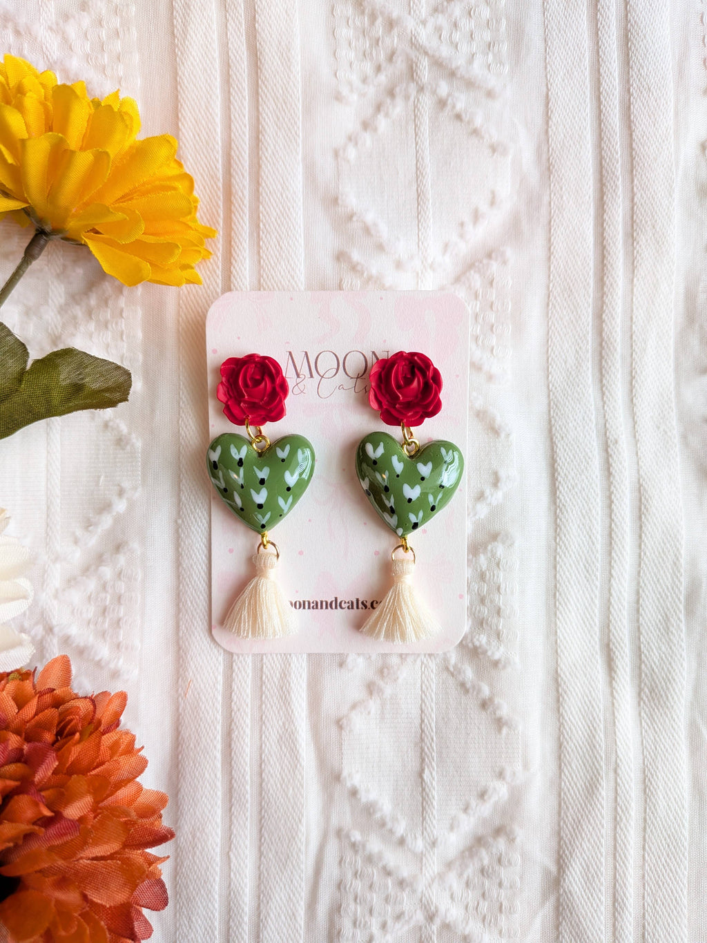 Corazón de Nopal Earrings 🌵🌹